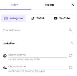 Lookalike Filter Ansicht