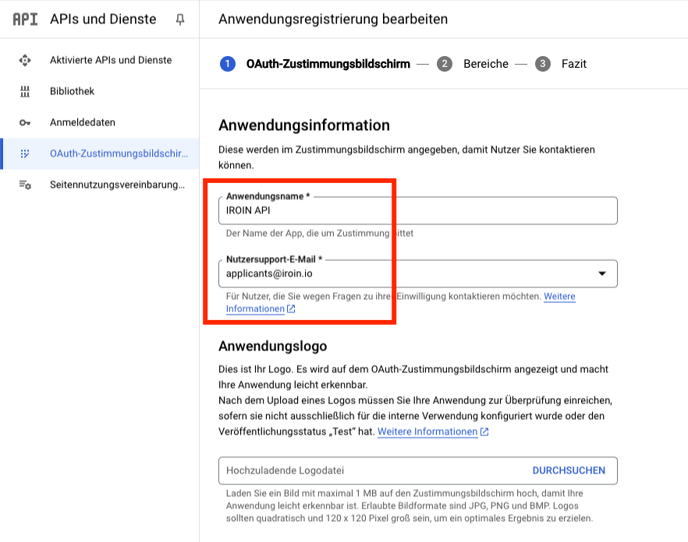 Relevante Änderungen eintragen