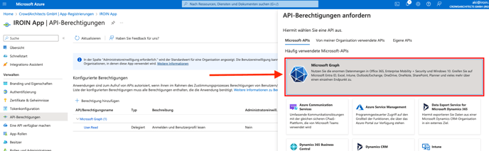 Microsoft Graph wählen