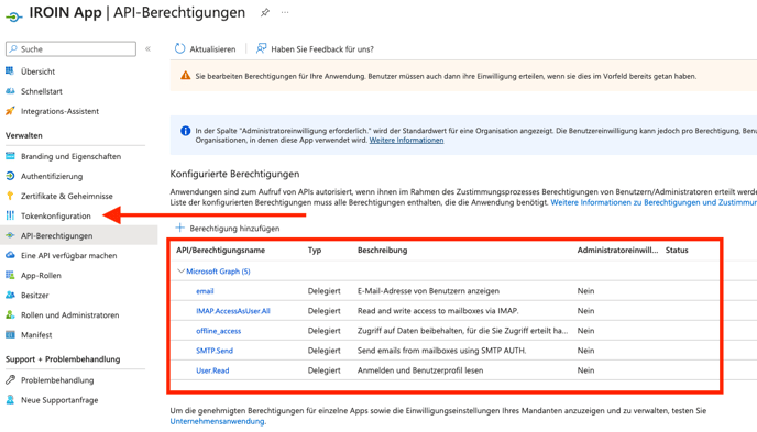 Einstellungen überprüfen